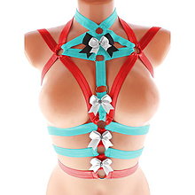 Spodná bielizeň - women body harness, postroj bielzň otvorená podprsenka pastel gothic postroj body harness lingerie q7 - 14737693_