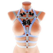 Spodná bielizeň - women body harness, postroj bielzň otvorená podprsenka pastel gothic postroj body harness lingerie q7 - 14738108_