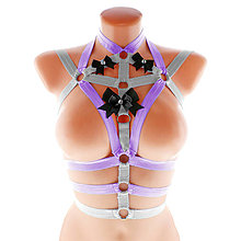 Spodná bielizeň - women body harness, postroj bielzň otvorená podprsenka pastel gothic postroj body harness lingerie q78 - 14738118_