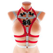 Spodná bielizeň - women body harness, postroj bielzň otvorená podprsenka pastel gothic postroj body harness lingerie q78 - 14738128_