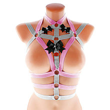 Spodná bielizeň - women body harness, postroj bielzň otvorená podprsenka pastel gothic postroj body harness lingerie q78 - 14738331_