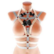 Spodná bielizeň - women body harness, postroj bielzň otvorená podprsenka pastel gothic postroj body harness lingerie q78 - 14738371_