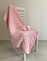Detský textil - Deka 100x80cm z Alize Puffy Fine - lososovo ružová - 14736327_