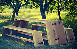 Nábytok - Unikátny dubový stôl s lavicami - 14738741_