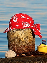 Detské čiapky - Letný detský šilt pirát červený - 14739319_