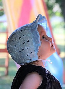 Detské čiapky - Letný detský čepček Ema belasý s riaseným šiltom - 14741202_