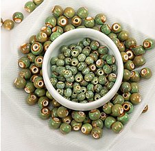Korálky - KE101 Keramická korálka 6 mm (Zelená) - 14739304_