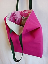 Nákupné tašky - 2 v 1 - OBOJSTRANNÁ TAŠKA s dlhými ušami - cyklamenová/veľké kvety - 14741799_