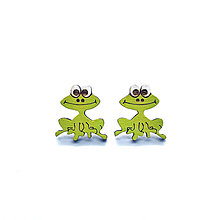 Náušnice - Drevené náušnice žaba rosnička - 14741714_