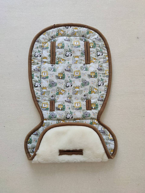 Detský textil - Podložka do kočíka ROAN Bloom 100% ovčie rúno MERINO TOP SUPER WASH Natural Safari Mint - 14743343_