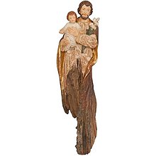 Sochy - Svätý Jozef a dieťa koreňová socha - 14743773_