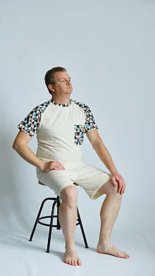 Pánske oblečenie - Pyžamo biobavlna s krátkym rukávom - 14742704_