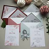 Vetvičky ružové a šedé - svadobné oznámenie