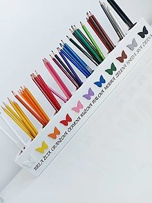 Detské doplnky - 3D farebný veselý pastelkovník - s jazykom,  motýlikmi a menom - 14742310_
