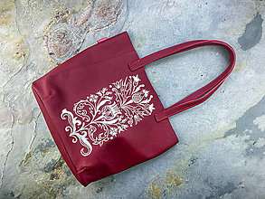 Kabelky - červená upcyklovaná kožená kabelka gaia - ručne maľovaná - 14743876_