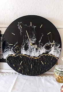 Hodiny - krásne nástenné hodiny z čierneho piesku - 14744070_