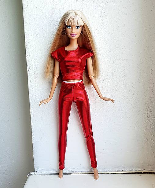Lesklé tričko s legínami pre Barbie