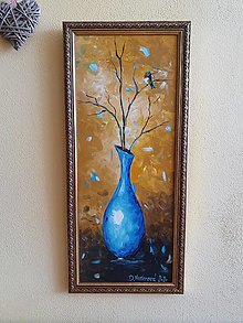 Obrazy - Obraz "Vtáčik a váza" - 14745655_