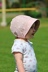 Detské čiapky - Letný detský ľanový čepiec bodka na ružovej (ružovej) - 14749987_
