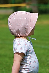 Detské čiapky - Letný detský ľanový čepiec bodka na ružovej (ružovej) - 14749988_