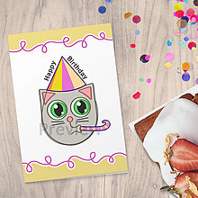 Papiernictvo - Party mačka pohľadnica  (aj frkačka) - 14749945_