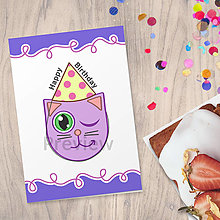 Papiernictvo - Party mačka pohľadnica  (žmurk) - 14749955_