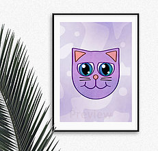 Grafika - Mačka poster (hanblivé mňau) - 14749979_