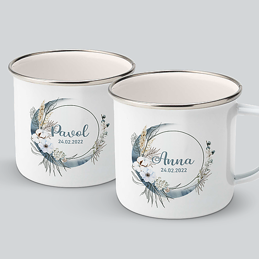 Nádoby - SVADOBNÝ 10 double set smaltovaných hrnčekov - 14750415_