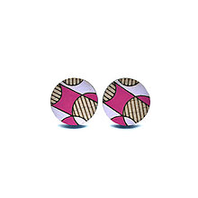 Náušnice - Drevené náušnice kruhy fialovo ružové - 14752014_