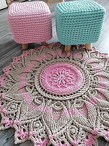 Úžitkový textil - Háčkovaný koberec, ružový - 14754519_