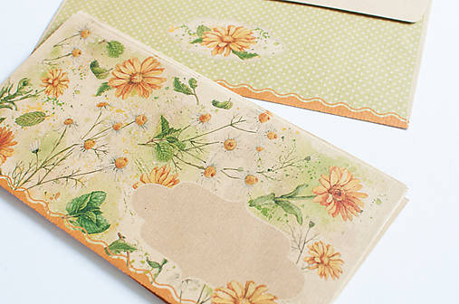 Papier - Obálka DL craft " nechtík & rumanček" - 14753988_