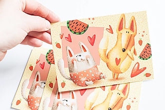 Papier - Pohľadnica - láska fox & cat - 14753647_