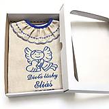 Detské oblečenie - Košieľka na krst  k11 ľanová modrá výšivka v darčekovom balení - 14754179_