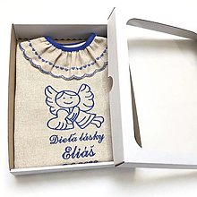 Detské oblečenie - Košieľka na krst  k11 ľanová modrá výšivka v darčekovom balení - 14754179_