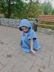 Iné oblečenie - Detské mušelínové pončo Modrošedé - 14755503_