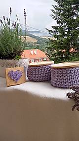 Úložné priestory & Organizácia - Košík lavender s bambusovym krytom (Taburetka levandulova) - 14756713_