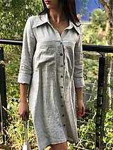 Šaty - Dámske ľanové košeľové šaty - 14756151_