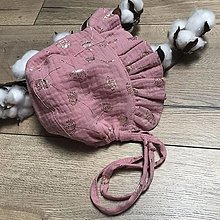 Detské čiapky - Mušelínový čepiec - romantic dandelion pink - 14758161_