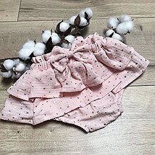 Detské oblečenie - Mušelínové čukotky s volánmi a mašličkou - pink stars - 14758233_