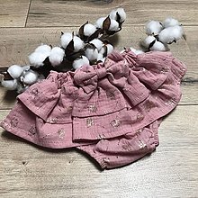 Detské oblečenie - Mušelínové čukotky s volánmi a mašličkou - dandelion pink - 14758239_