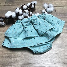 Detské oblečenie - Mušelínové čukotky s volánmi a mašličkou - turquoise stars - 14758244_
