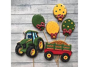 Príbory, varešky, pomôcky - Vykrajovačka - Traktor s prívesom a balóniky #197 - 14757410_