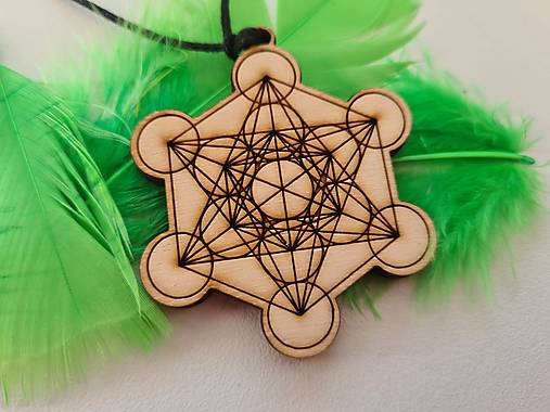  - Gaia energie  (Metatron kocka na šnúrke drevená) - 14757861_