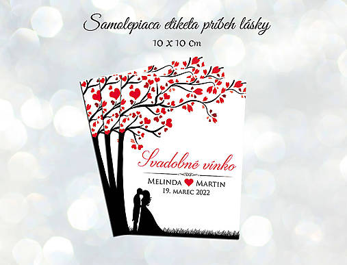 Samolepiace svadobné etikety na víno príbeh lásky