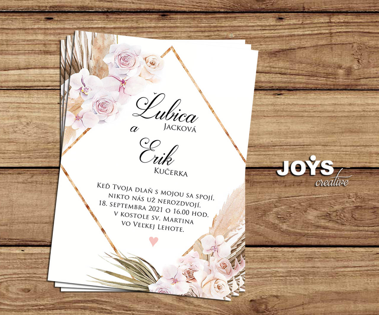 Svadobné oznámenie v štýle "Pampas grass"