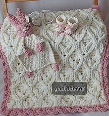Detský textil - Novorodenecká súprava deka a papučky z vlny puffy/puffy fine, mojkáčik - 14760214_
