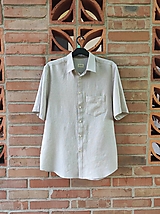 Pánske oblečenie - Ľanová pánska prúžkovaná košeľa - 14760834_