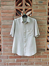 Pánske oblečenie - Ľanová pánska prúžkovaná košeľa - 14760841_