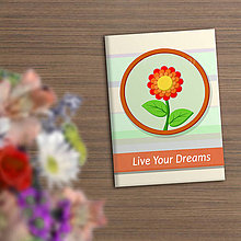 Papiernictvo - Kvetový zápisníček Live your dreams (oranžový) - 14760452_