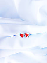 Náušnice - Červené srdce - sklenené puzety - 14763597_